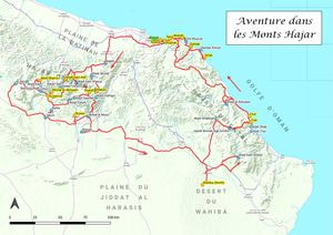 Carte du circuit Aventure dans les Monts Hajar