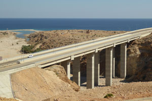 The coastal highway at Qalhat, near Sur, in northern Oman. 