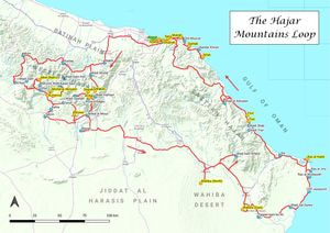 Map of the tour The Hajar Mountains Loop