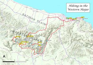 Map of the tour Hiking in the Western Hajar