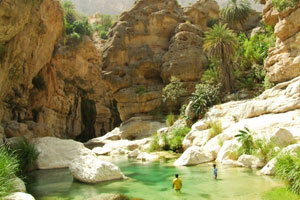 A natural pool in the Wadi Tiwi. 